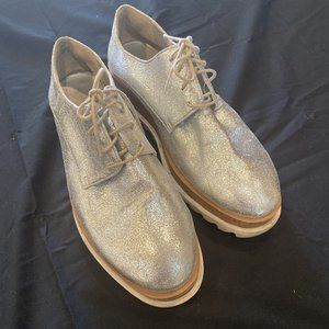 Treasure & Bond Noah Leather Derby Shoes Silver Womens Size 7M #338